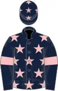 Dark blue, pink stars, armlets and stars on cap