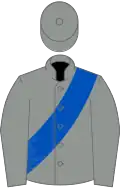 Grey, royal blue sash