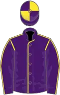 Purple, yellow seams, quartered cap