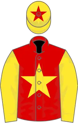 Red, yellow star, yellow sleeves, yellow cap, red star