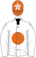 White, orange disc, orange cap, white star