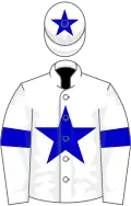 White, blue start, armlets and star on cap