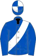 ROYAL BLUE, white sash, quartered cap