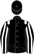 Black, white epaulets, striped sleeves