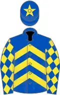 Royal Blue, Yellow chevrons, diamonds on sleeves and star on cap