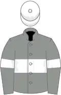 Grey, white hoop, armlets and cap