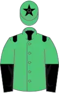 Emerald green, black epaulettes, halved sleeves, black star on cap