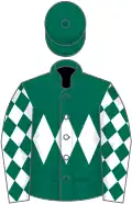 Dark green, white triple diamond, white sleeves, green diamonds, green cap
