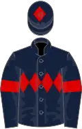 Dark blue, red triple diamond, armlets and diamond on cap