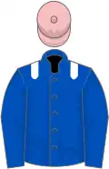 Royal blue, white epaulets, pink cap