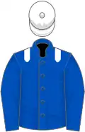 Royal blue, white epaulets, white cap