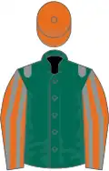 Dark Green, Grey epaulets, Orange and Grey striped sleeves, Orange cap