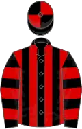 Black and red stripes, hooped sleeves, quartered cap