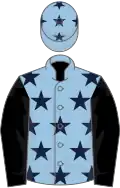 Light blue, dark blue stars, black sleeves