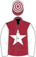 Maroon, white star and sleeves, hooped cap