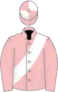 Pink, white sash, quartered cap