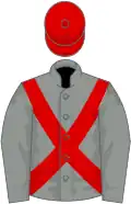 Grey, red cross-belts, red cap