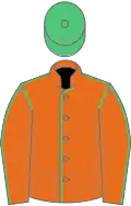 Orange, emerald green seams and cap