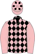 PINK and BLACK DIAMONDS, pink sleeves, pink cap, black diamonds