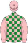 Pink and green check, pink sleeves and cap