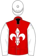 Red, white fleur de lys, sleeves and cap