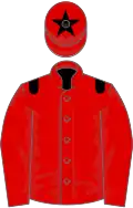 Red, black epaulets and star on cap