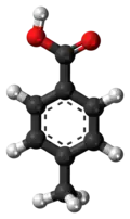 Ball-and-stick model of the p-toluic acid molecule