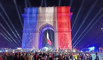 The Arc de Triomphe during the 2024 Summer Olympics in Paris.
