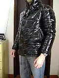 Men's black PVC down jacket