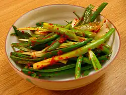 Pajeori (), a banchan of spicy green onion salad