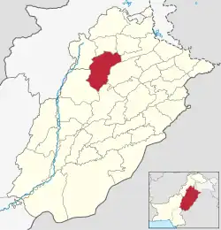 Map of Punjab with Khushab highlighted
