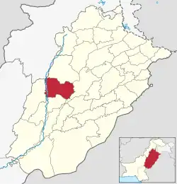 Map of Layyah District (highlighted in red)
