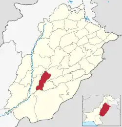 Multan District highlighted within Punjab Province