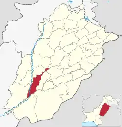 Map of Punjab with Muzaffargarh District highlighted