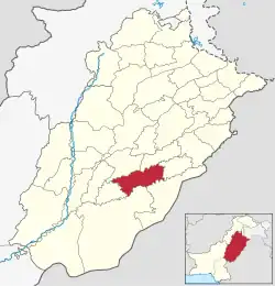 Map of Punjab with Vehari District highlighted
