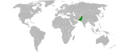 Map indicating locations of Pakistan and United Arab Emirates