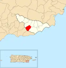 Location of Palo Seco within the municipality of Maunabo shown in red