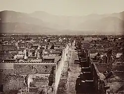 Panorama of Pompeii with Mount Vesuvius in the background (Pompeii), c. 1870