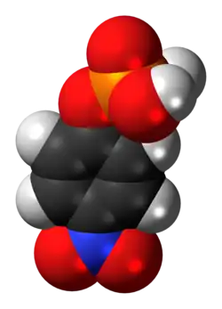 Space-filling model of the para-nitrophenylphosphate molecule