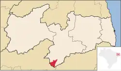 Location of São Sebastião do Umbuzeiro in the State of Paraíba
