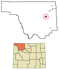 Location of Cody in Park County, Wyoming