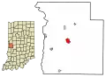 Location of Rockville in Parke County, Indiana.