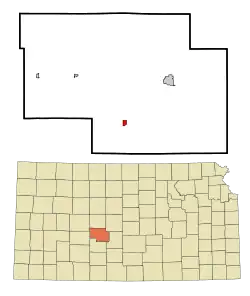Location within Pawnee County and Kansas