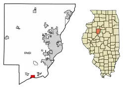 Location of Kingston Mines in Peoria County, Illinois.