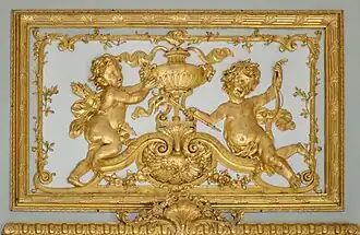 Door overlay to the coffee room; allegory of fire.