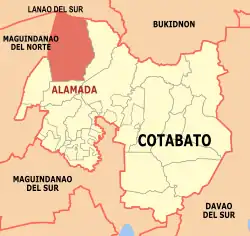 Map of Cotabato with Alamada highlighted