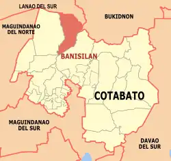 Map of Cotabato with Banisilan highlighted
