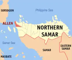 Map of Northern Samar with Allen highlighted