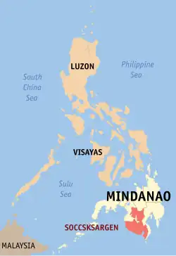 Map of the Philippines highlighting Soccsksargen