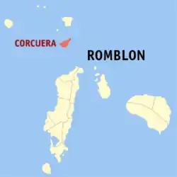 Map of Romblon with Corcuera highlighted